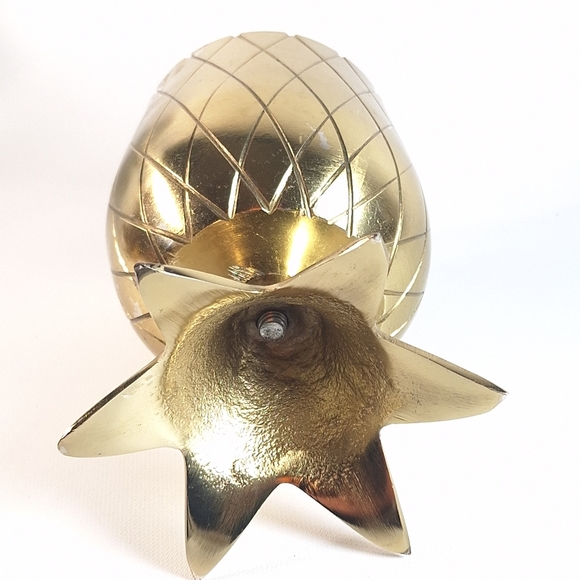 Vintage brass pineapple trinket or jewelry box candle holder lidded and footed p - Picture 4 of 8
